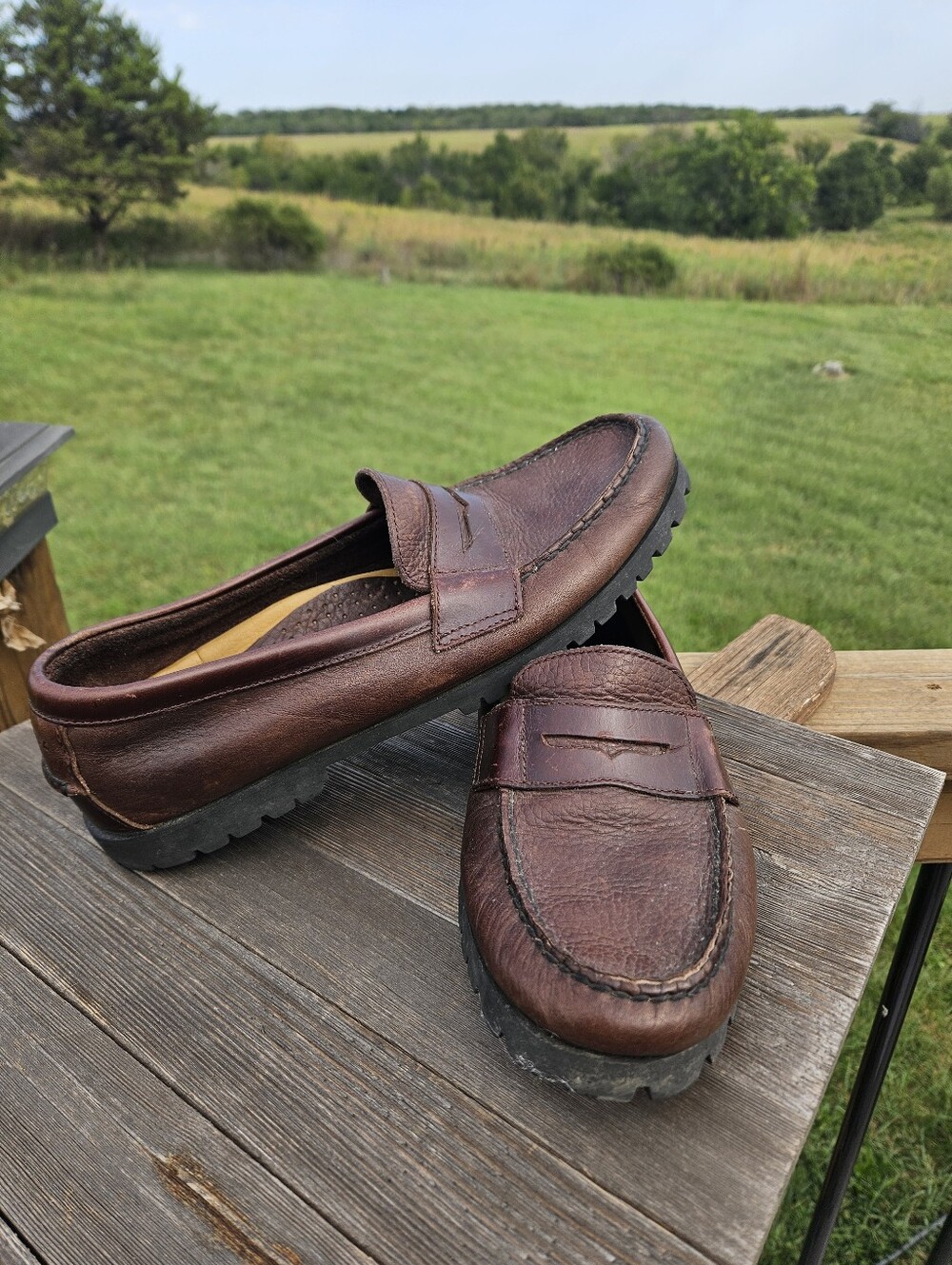 Sperry Top-Sider Mens 11 M Brown Pebble Leather Lug Sole Penny Loafers Preppy
